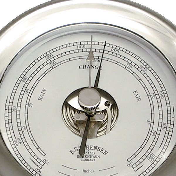 Barometer E.S. Soerensen MINI Messing, verchromt, Durchmesser 115 mm