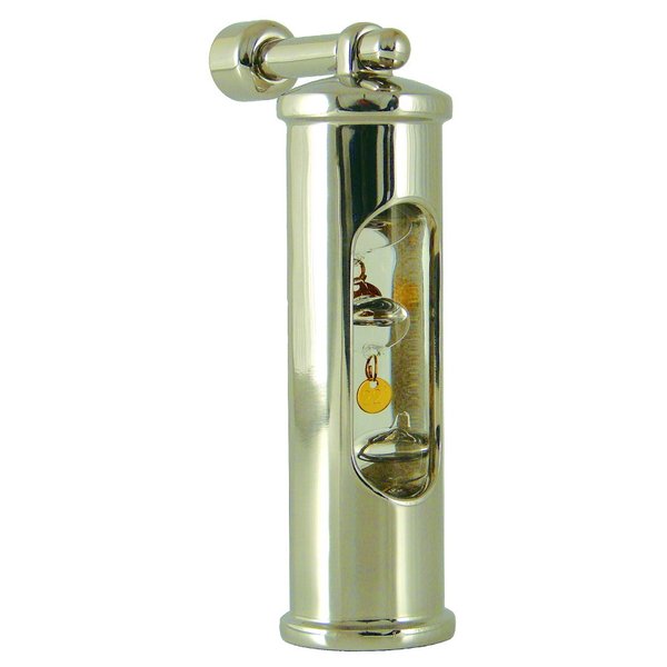 Galileiglas Thermometer, Edelstahl poliert, Wandhalterung, H 145 mm