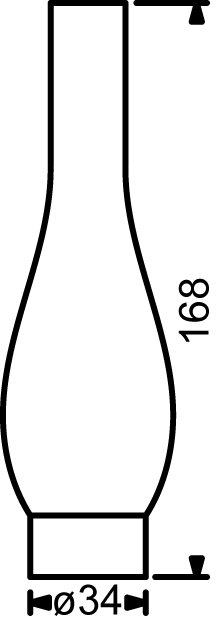 Wiener Ersatzglas, klar, für Petroleumlampen, H 168 mm, D 33,8 mm