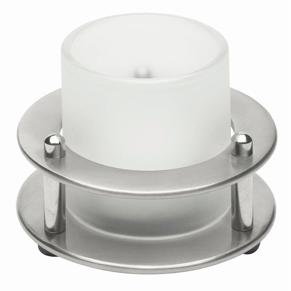 Teelichthalter "Porthole" Edelstahl gebürstet, Mattglas, H 55 mm, D 70 mm