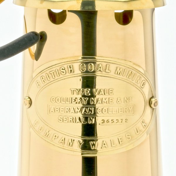 Bergwerkslampe aus Wales, Messing, Höhe 22 cm, Gewicht 1,1 kg