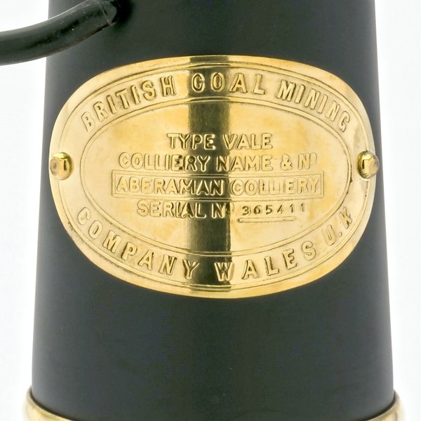 Bergwerkslampe aus Wales, Messing-schwarz, H 22 cm, Gewicht 1,1 kg