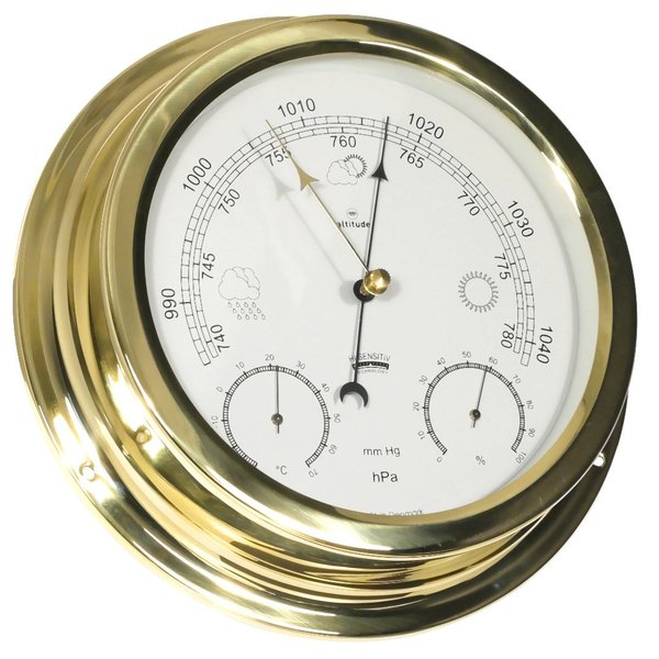 Barometer-Thermometer-Hygrometer altitude, Messing, D 224 mm