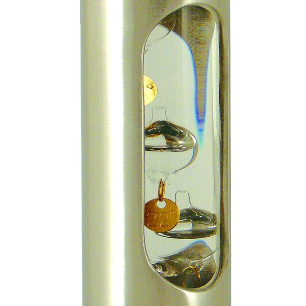 Soerensen Galileiglas Thermometer, Edelstahl gebürstet, mit Wandhalterung