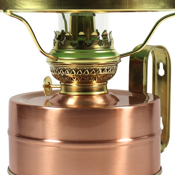 Petroleumlampe GALLEY Kupfer mit weissem VESTA Opalglasschirm, Höhe 32 cm, Leuchtdauer 75 Stunden