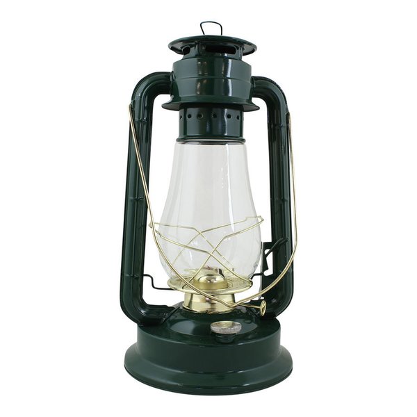 Petroleumlampen-SET grün-Messing, H 38 cm, mit  Ersatzdocht, 1 Liter Lampenöl