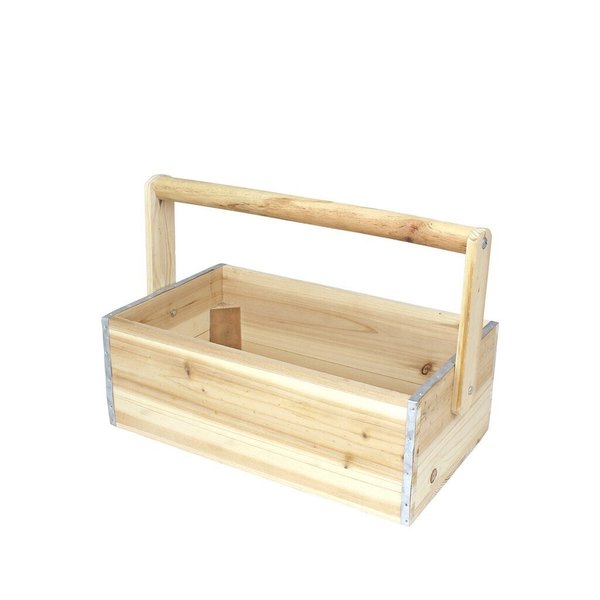 Garten Holzbox mit 6 Fächern aus Tannenholz, schwenkbarer Griff, für Werkzeug