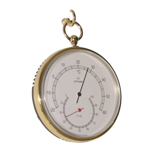 Thermometer-Hygrometer BAROSTAR, Messingrahmen, Messingaufhängehaken, Durchm. 98 mm, Tiefe 26 mm