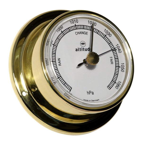 Barometer Altitude Messing poliert, Durchmesser 71 mm, Höhe 29 mm