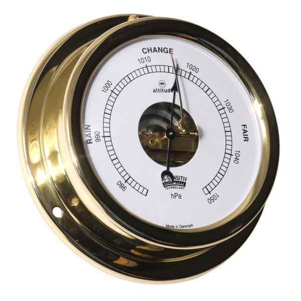 Barometer Altitude Messing poliert, Durchmesser 127 mm, Höhe 40 mm