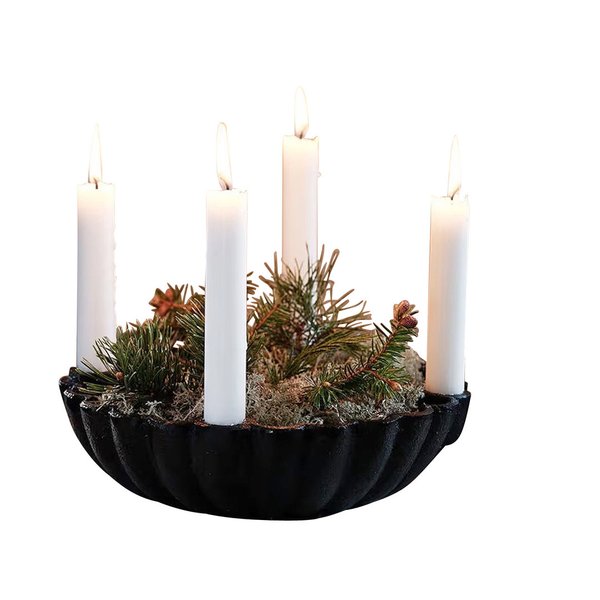 Kerzenschale  f. 4 Kerzen, Gusseisen schwarz, Durchm. 25 cm, Höhe 6,5 cm
